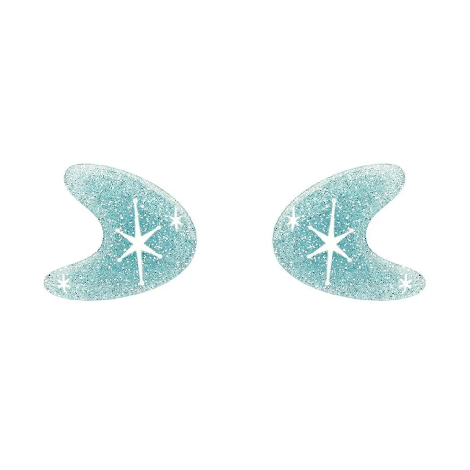 Atomic Boomerang Glitter Stud Earrings - Blue^Erstwilder