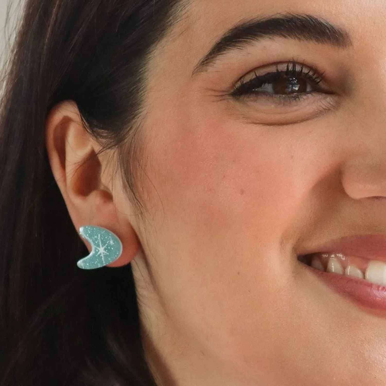 Atomic Boomerang Glitter Stud Earrings - Blue^Erstwilder