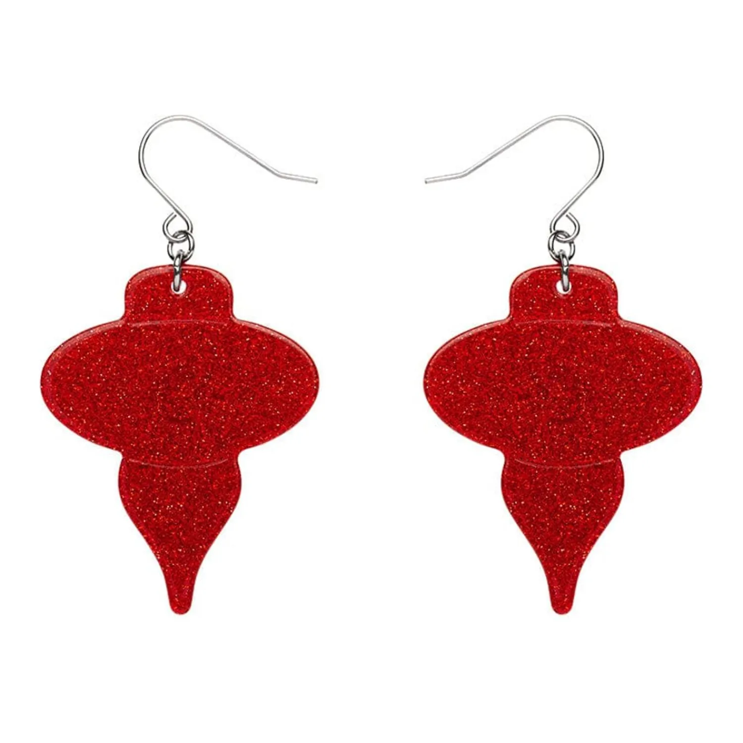 Baubles Glitter Drop Earrings - Red^Erstwilder Outlet