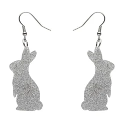 Bunny Glitter Resin Drop Earrings - Silver^Erstwilder Online