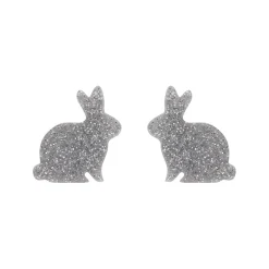 Bunny Glitter Resin Stud Earrings - Silver^Erstwilder Sale