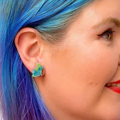 Bunny Mottled Resin Stud Earrings - Green^Erstwilder Clearance