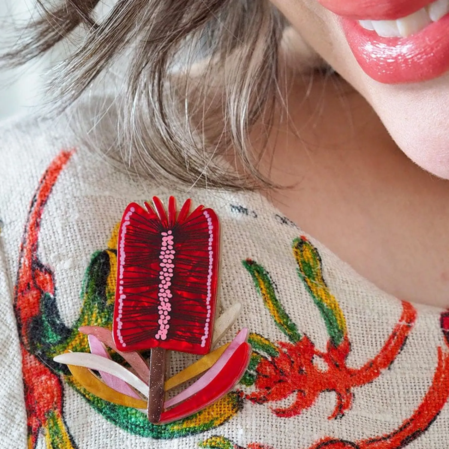 Burgundy Brush Brooch^Erstwilder Discount