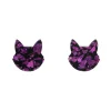 Cat Head Chunky Glitter Resin Stud Earrings - Purple^Erstwilder Outlet