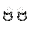 Cat Head Chunky Glitter Resin Drop Earrings - Silver^Erstwilder