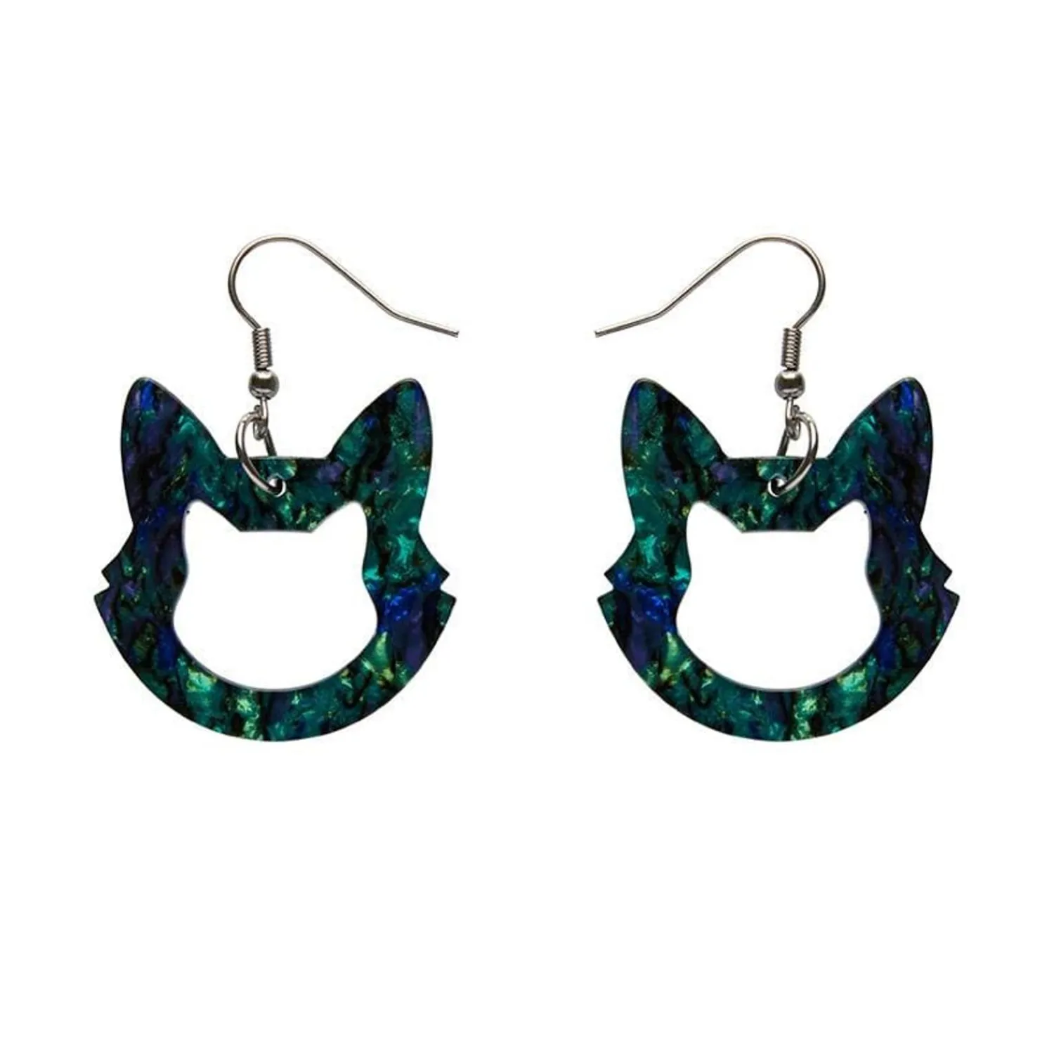 Cat Head Lava Resin Drop Earrings - Green^Erstwilder New