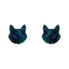 Cat Head Lava Resin Stud Earrings - Green^Erstwilder Outlet