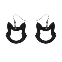 Cat Head Ripple Resin Drop Earrings - Black^Erstwilder Hot
