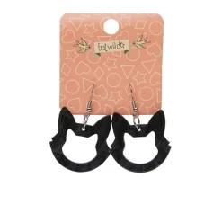 Cat Head Ripple Resin Drop Earrings - Black^Erstwilder Hot