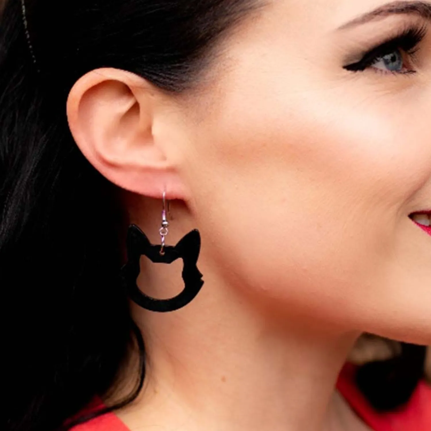 Cat Head Ripple Resin Drop Earrings - Black^Erstwilder Hot