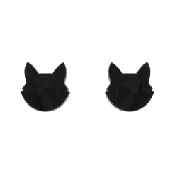 Cat Head Ripple Resin Stud Earrings - Black^Erstwilder Outlet