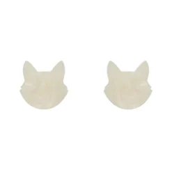 Cat Head Ripple Resin Stud Earrings - White^Erstwilder Clearance