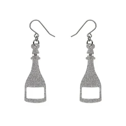 Champagne Glitter Drop Earrings - Silver^Erstwilder Outlet