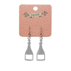 Champagne Glitter Drop Earrings - Silver^Erstwilder Outlet