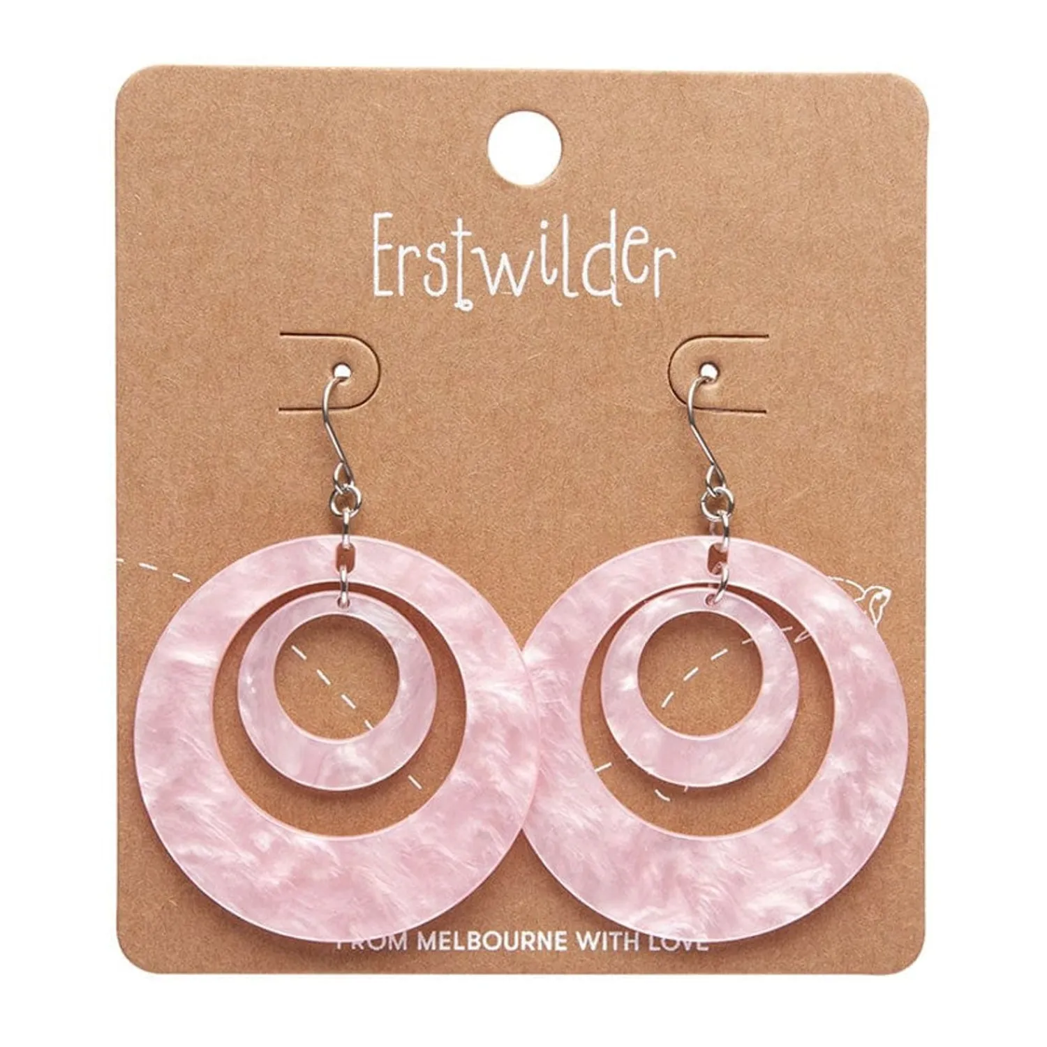 Double Hoop Ripple Drop Earrings - Pink^Erstwilder Best