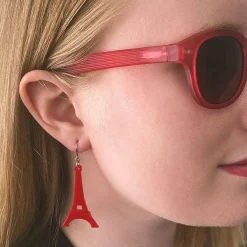 Eiffel Tower Solid Resin Drop Earrings - Red^Erstwilder Online