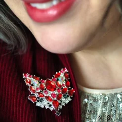 Flora Fox Face Stone Set Crystal Brooch^Erstwilder Best