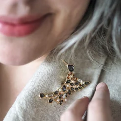 Halcyon Hummingbird Stone Set Crystal Brooch^Erstwilder