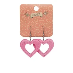 Heart Glitter Resin Drop Earrings - Pink^Erstwilder Discount