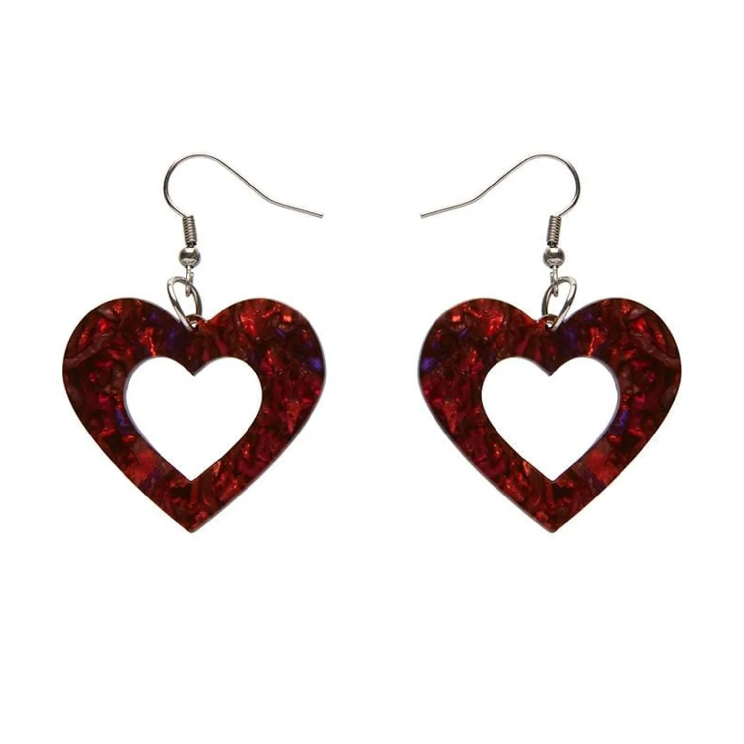 Heart Lava Resin Drop Earrings - Red^Erstwilder