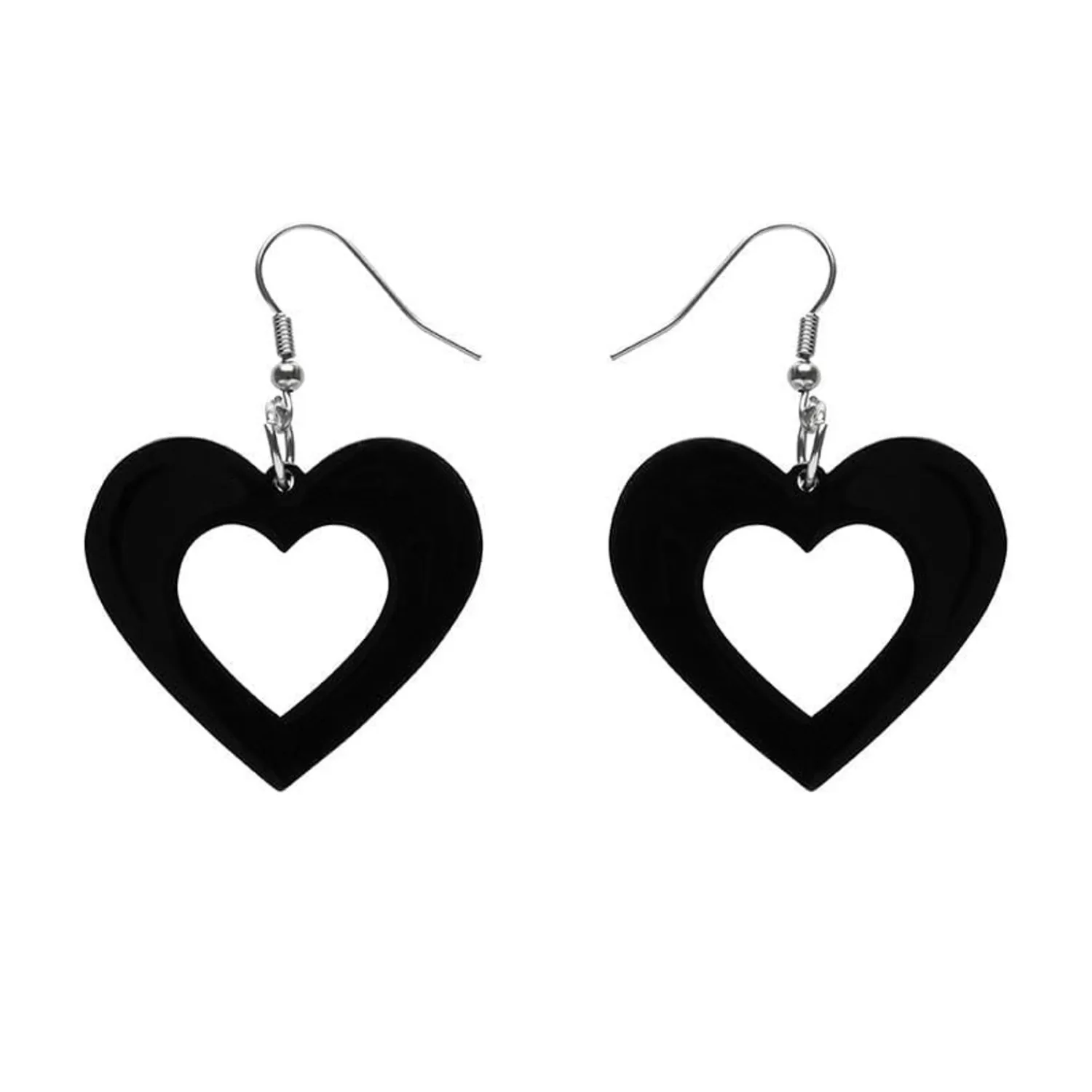 Heart Solid Resin Drop Earrings - Black^Erstwilder Outlet