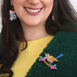 Holly Wagtail Brooch^Erstwilder