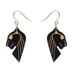 Jaguar Solid Black Resin Drop Earrings - Gold^Erstwilder Clearance