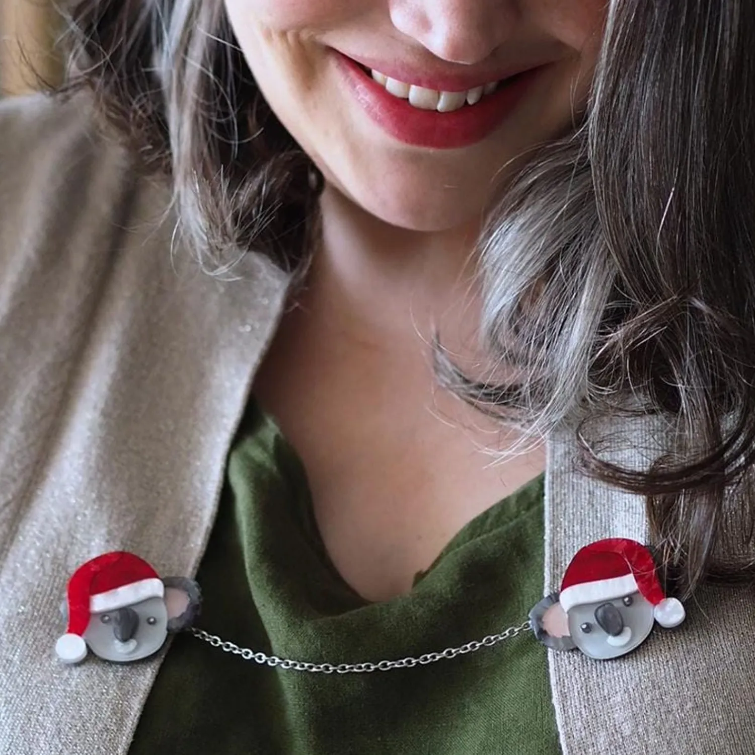 Koala Claus Double Brooch^Erstwilder Outlet