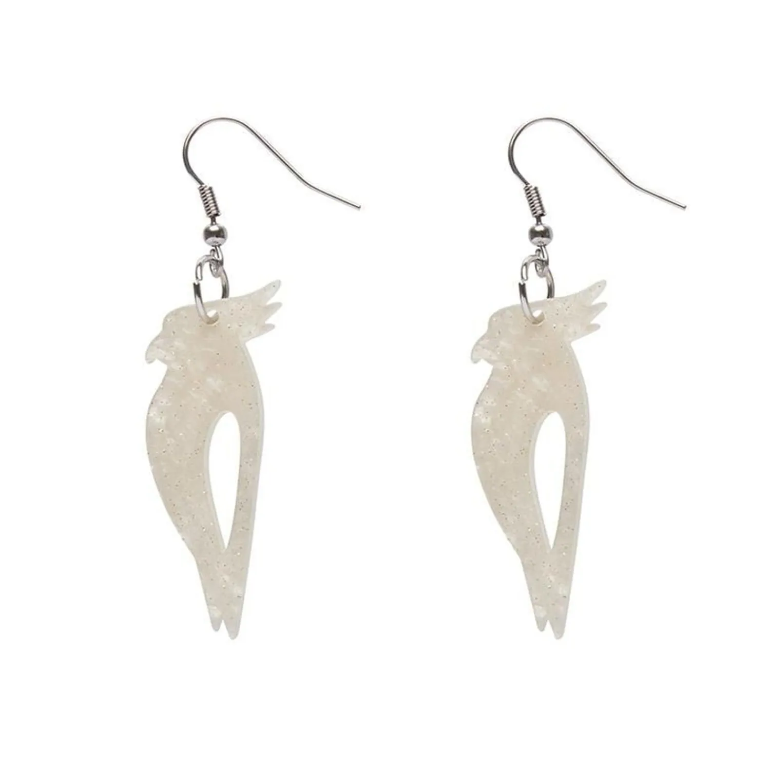Kookaburra Ripple Glitter Resin Drop Earrings - Cream^Erstwilder Sale