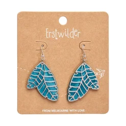 Leaf Textured Emerald Resin Drop Earrings - Silver^Erstwilder Hot