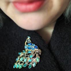 Le Peacock Royal Stone Set Crystal Brooch^Erstwilder