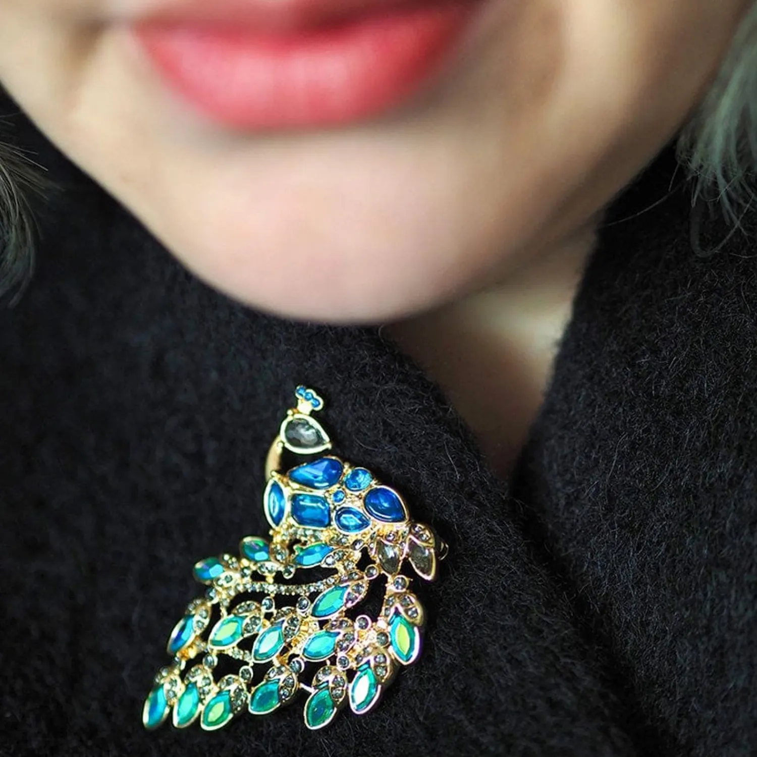 Le Peacock Royal Stone Set Crystal Brooch^Erstwilder