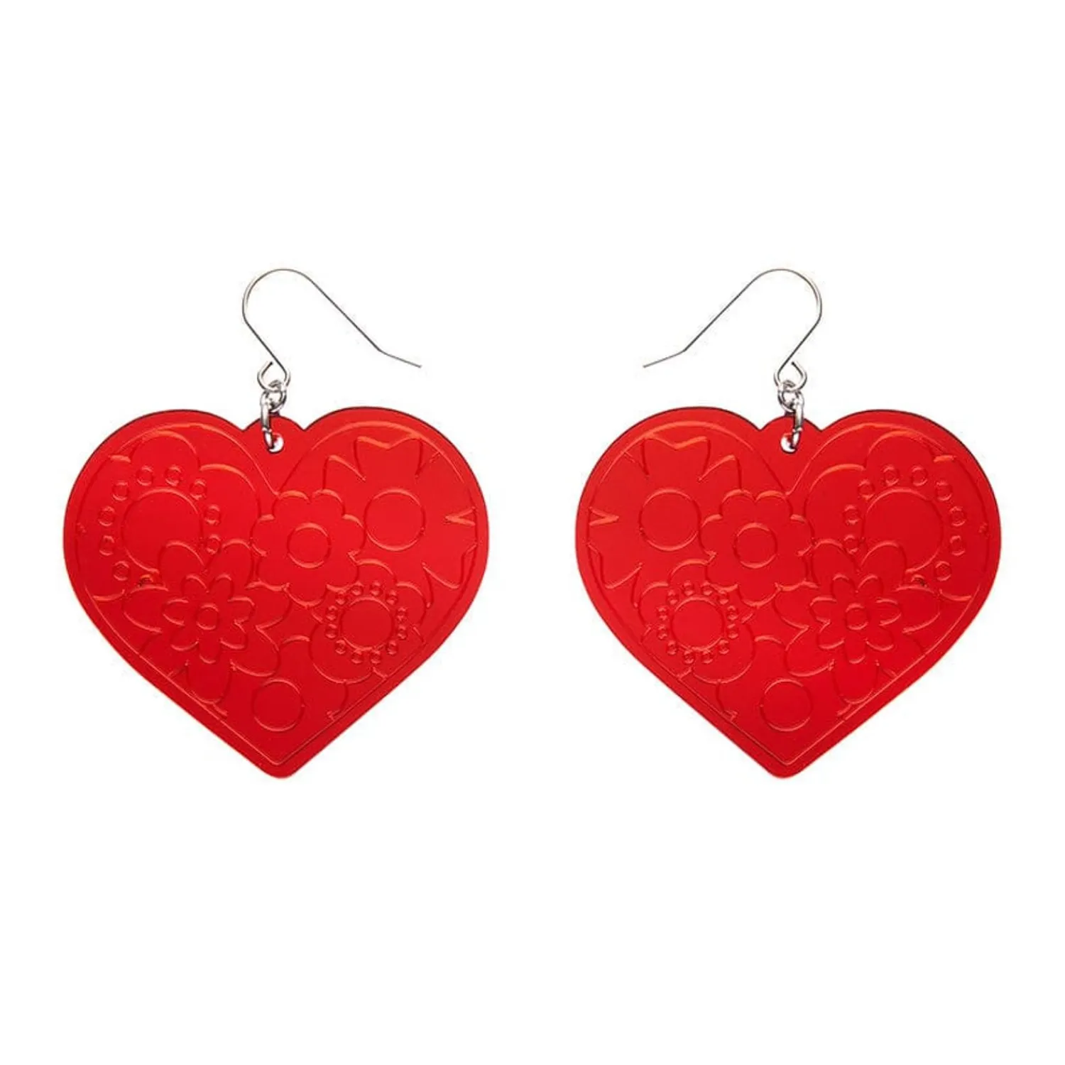 Love Heart Mirror Drop Earrings - Red^Erstwilder Best