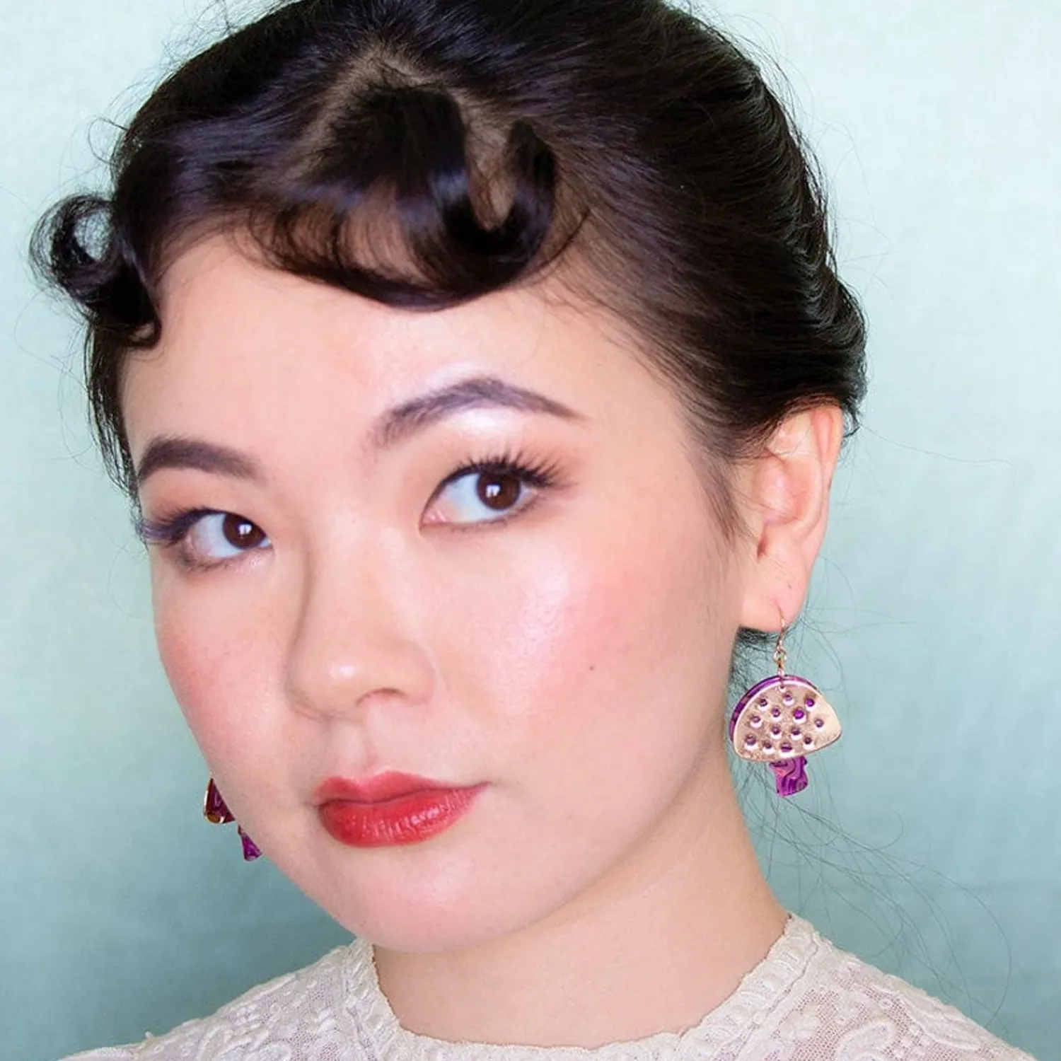 Mushroom Textured Resin Drop Earrings - Pink^Erstwilder