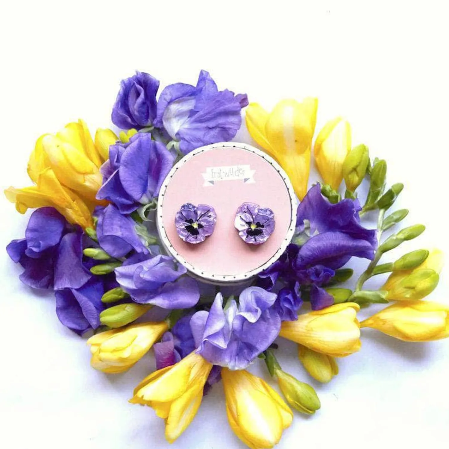 On Sleeping Eyelids Pansy Earrings^Erstwilder Best