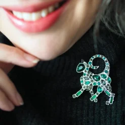 On The Prowl Cat Stone Set Crystal Brooch^Erstwilder Sale