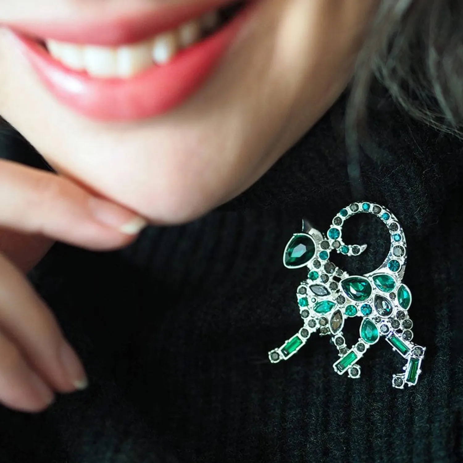 On The Prowl Cat Stone Set Crystal Brooch^Erstwilder Sale