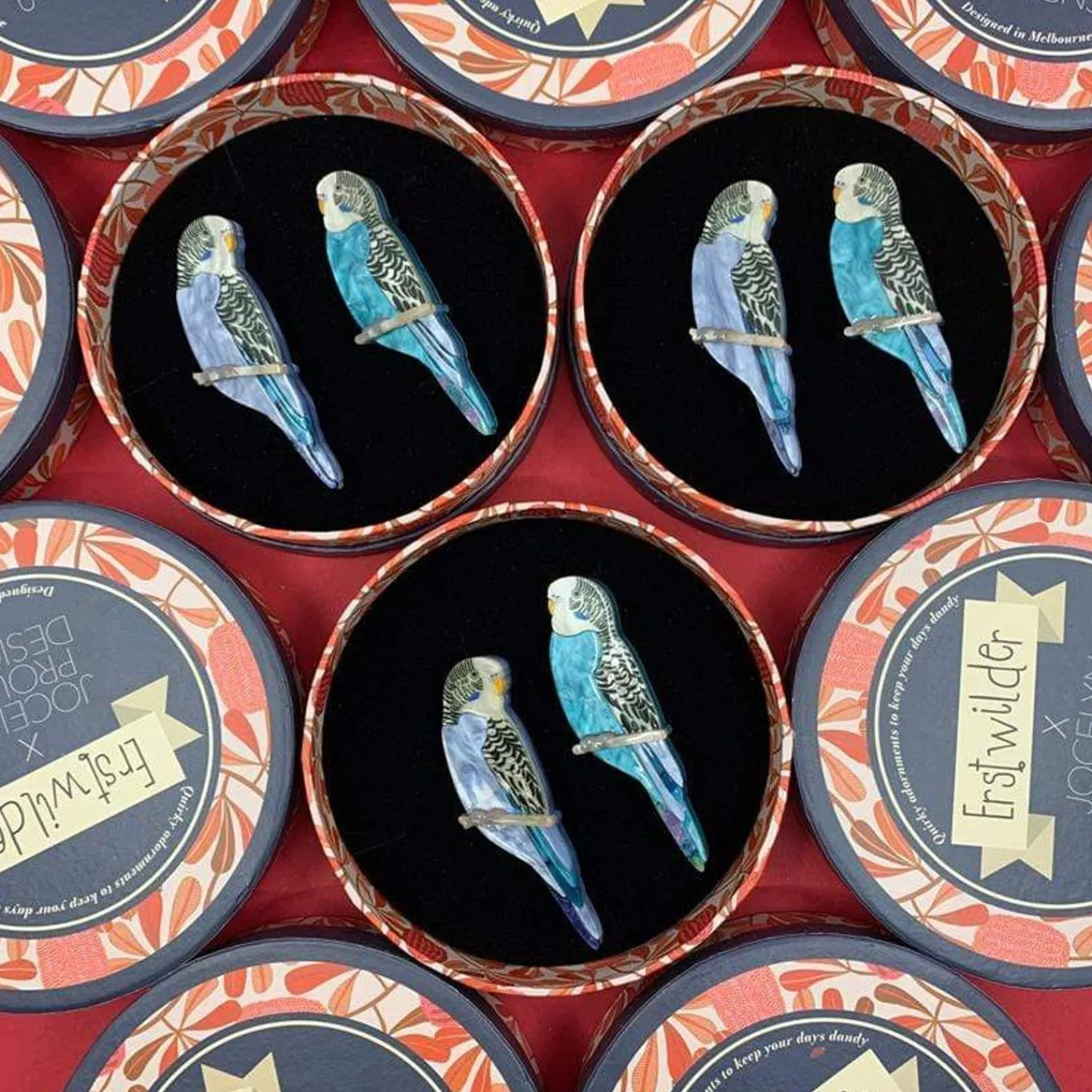 Pair O' Keets Brooch Set^Erstwilder New
