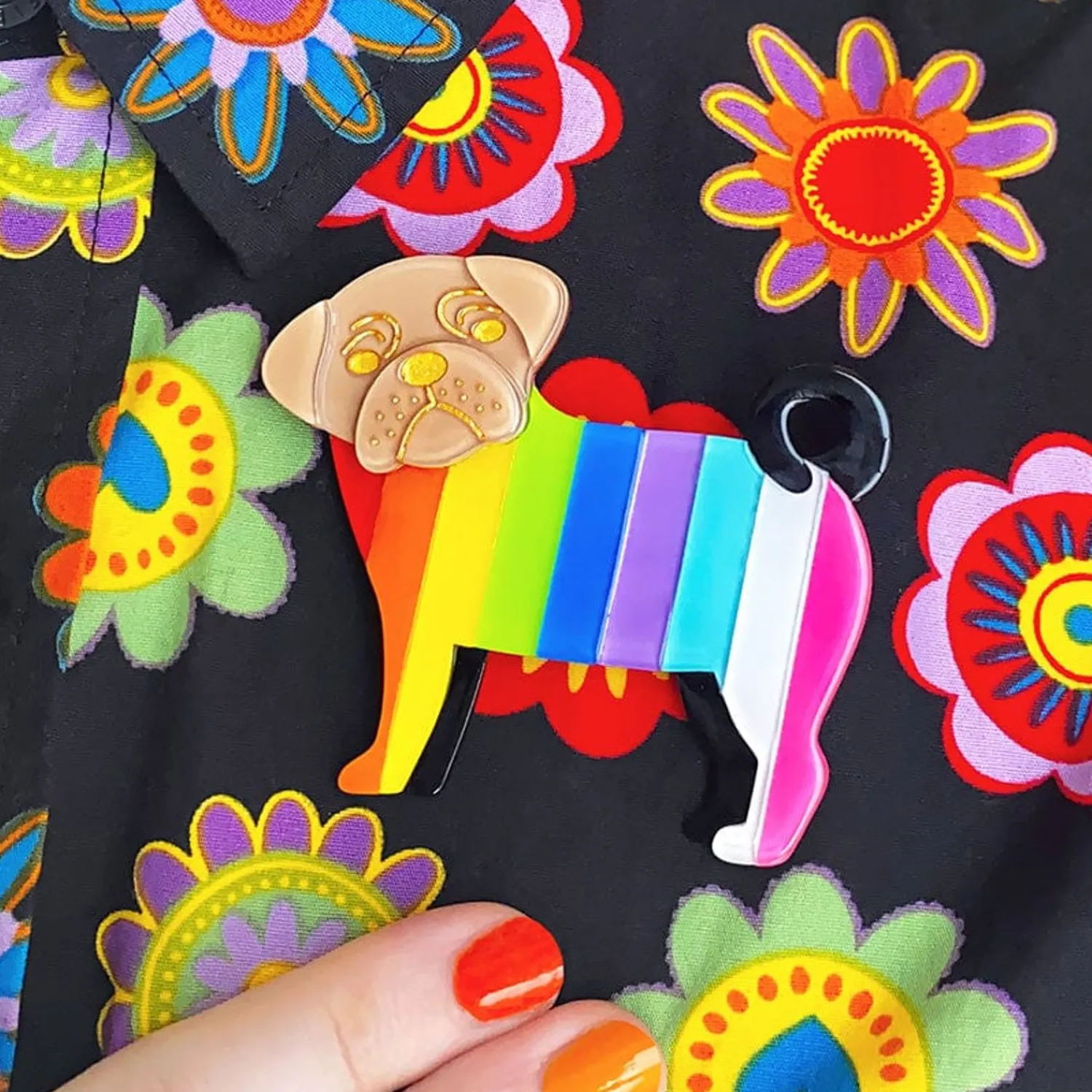 Pebbles The Progressive Pug Brooch^Erstwilder Outlet