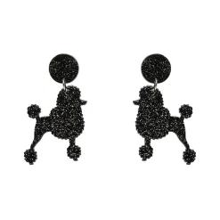 Poodle Glitter Post Drop Earrings - Black^Erstwilder Best