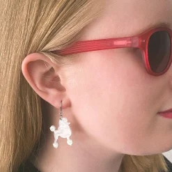 Poodle Ripple Hook Drop Earrings - White^Erstwilder Hot