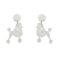 Poodle Ripple Post Drop Earrings - White^Erstwilder Best
