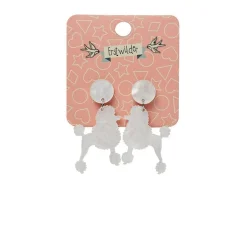 Poodle Ripple Post Drop Earrings - White^Erstwilder Best