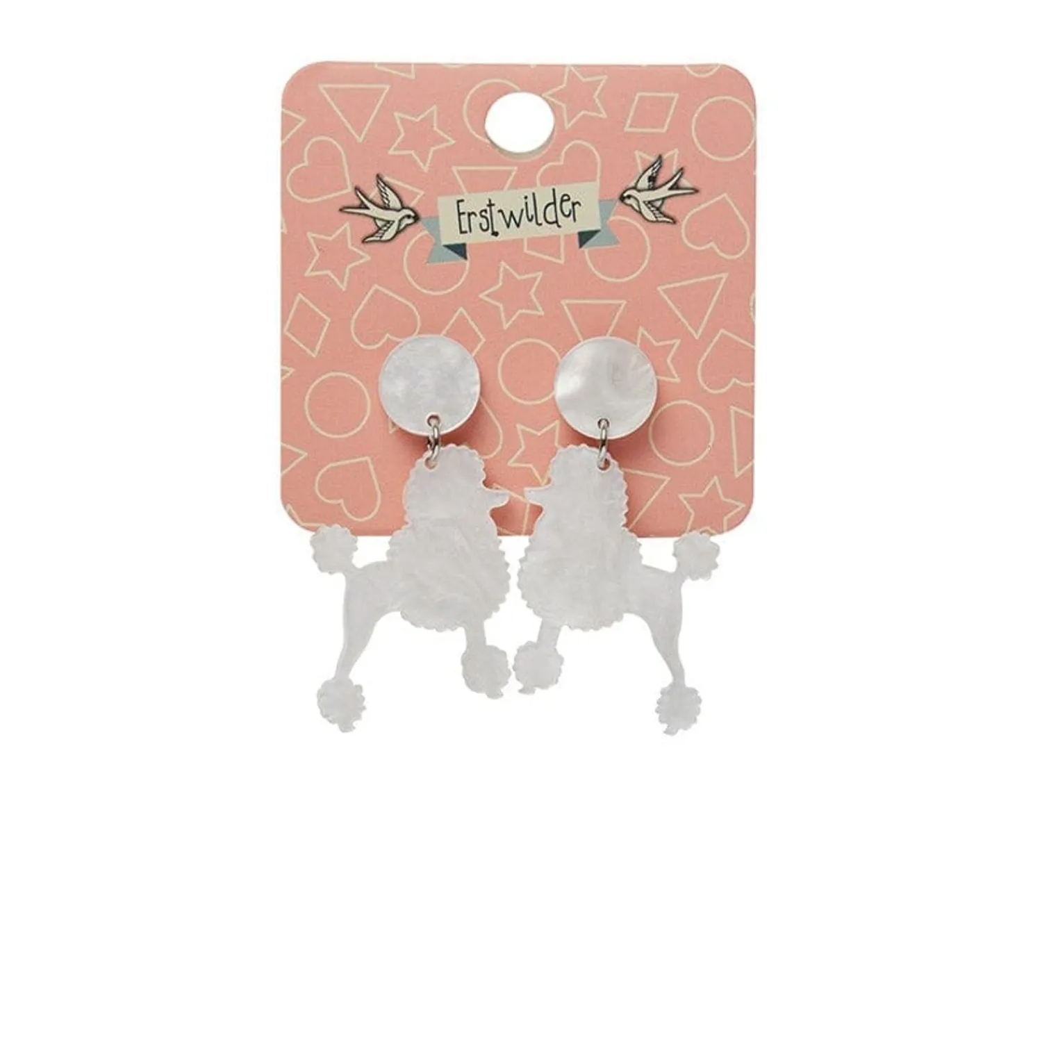 Poodle Ripple Post Drop Earrings - White^Erstwilder Best