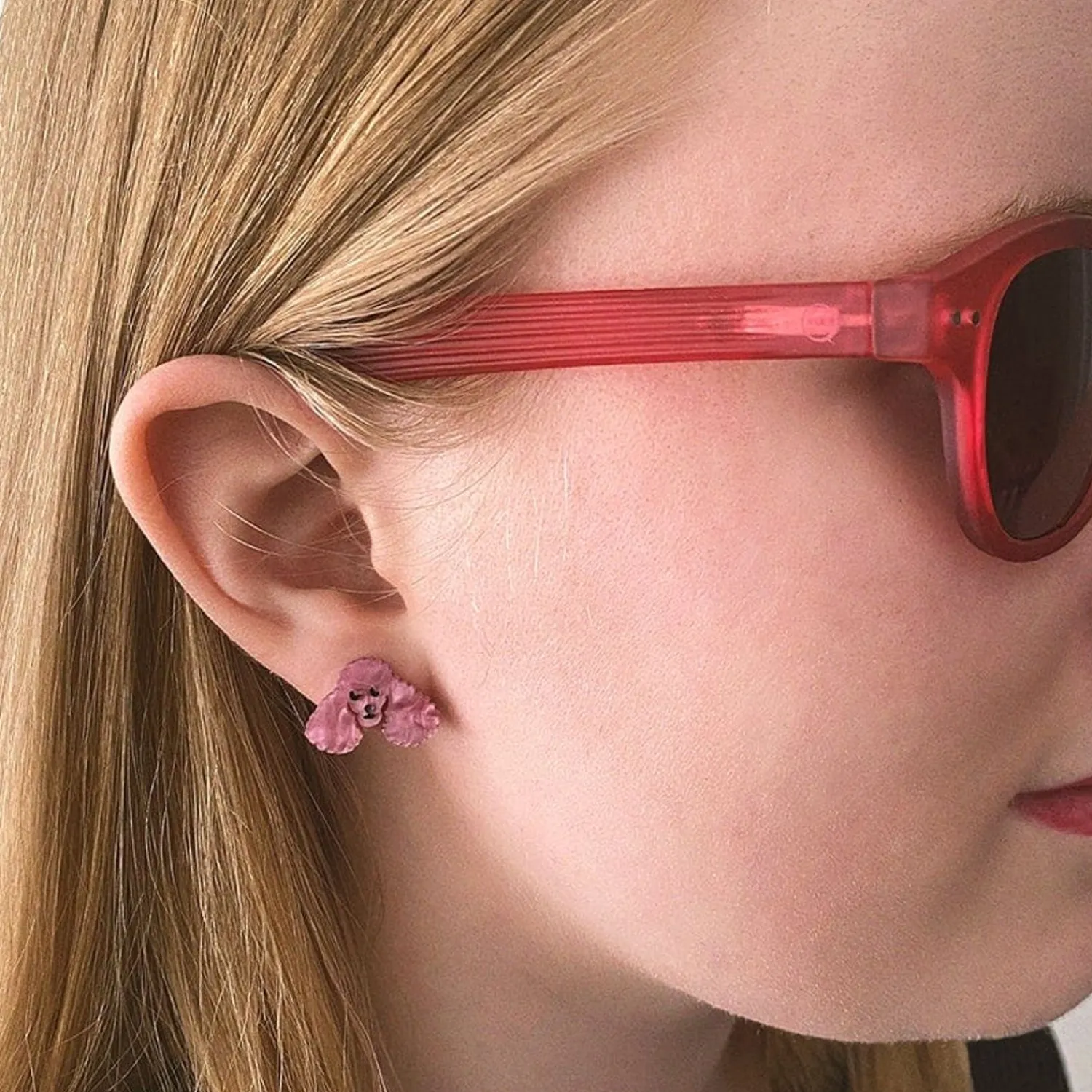Poodle Ripple Stud Earrings - Pink^Erstwilder Outlet