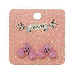Poodle Ripple Stud Earrings - Pink^Erstwilder Outlet