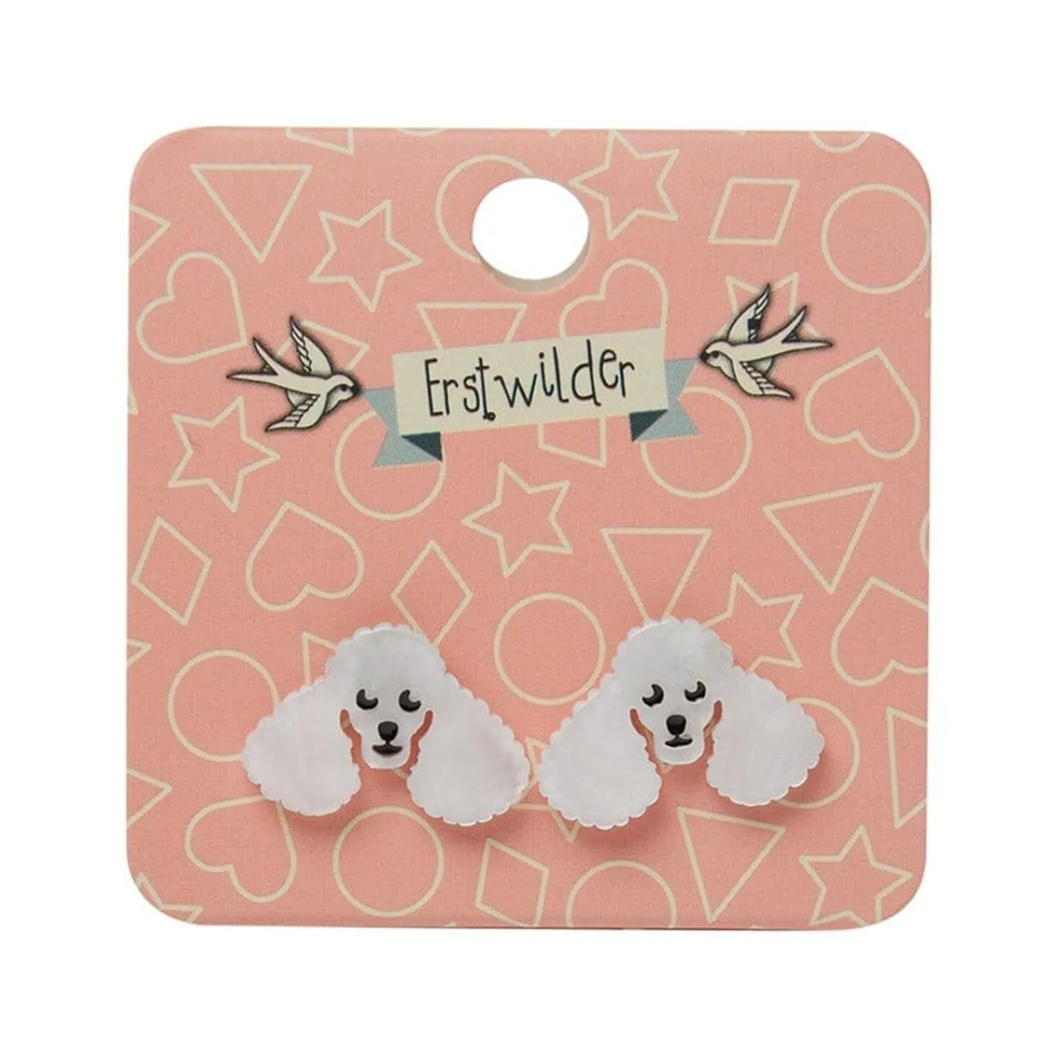 Poodle Ripple Stud Earrings - White^Erstwilder Sale
