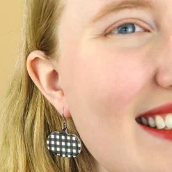 Pumpkin Gingham Drop Earrings - Black^Erstwilder Best