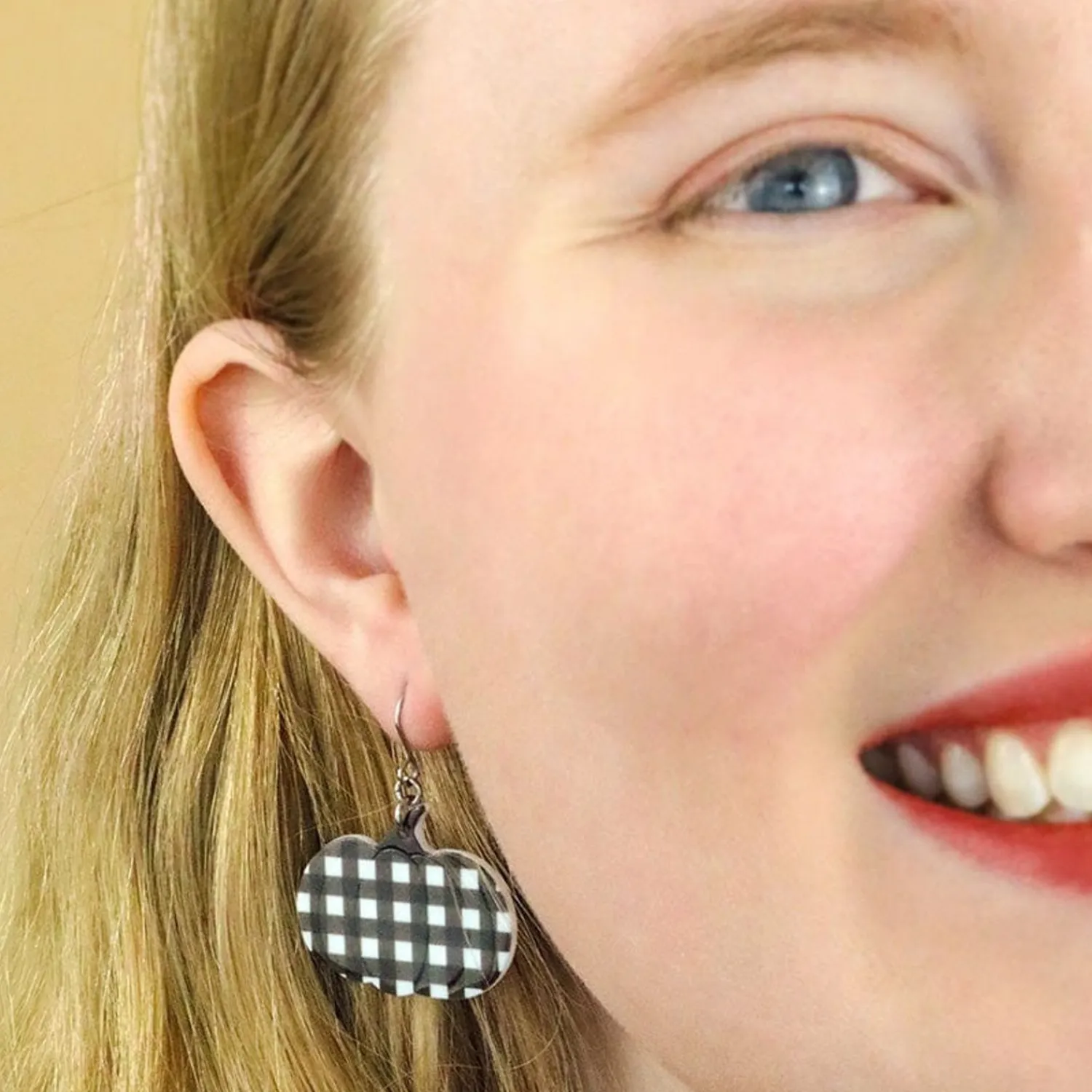 Pumpkin Gingham Drop Earrings - Black^Erstwilder Best