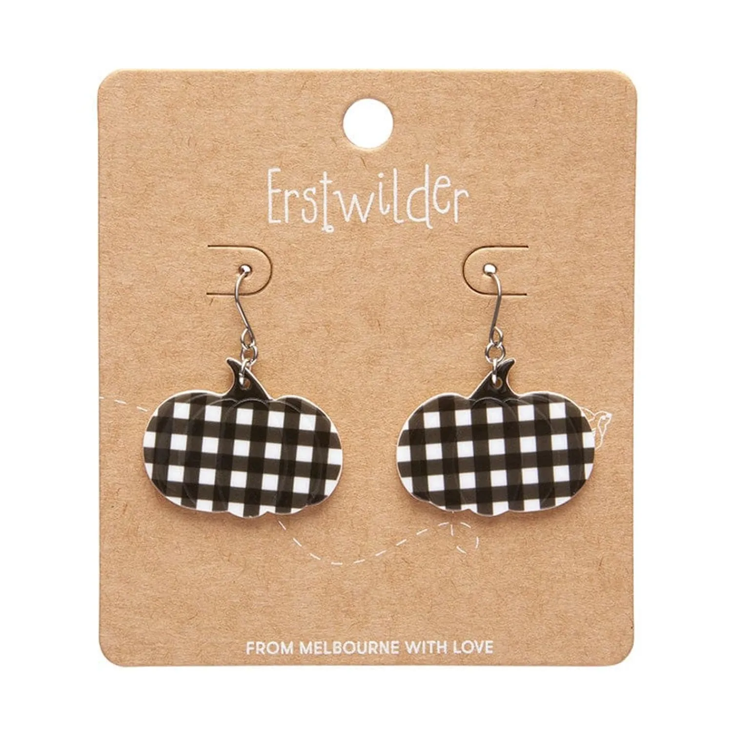 Pumpkin Gingham Drop Earrings - Black^Erstwilder Best